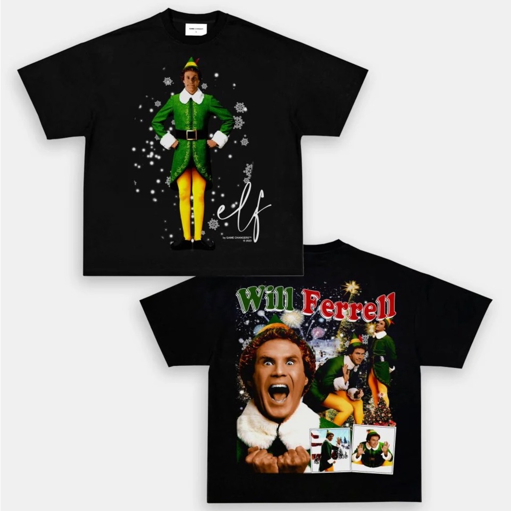 Mens Game Changers Elf Movie Will Ferrell Graphic Tee T-Shirt - Black Size XL